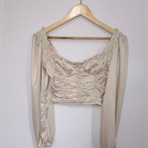 Elegant Cream Ruched Women's Top